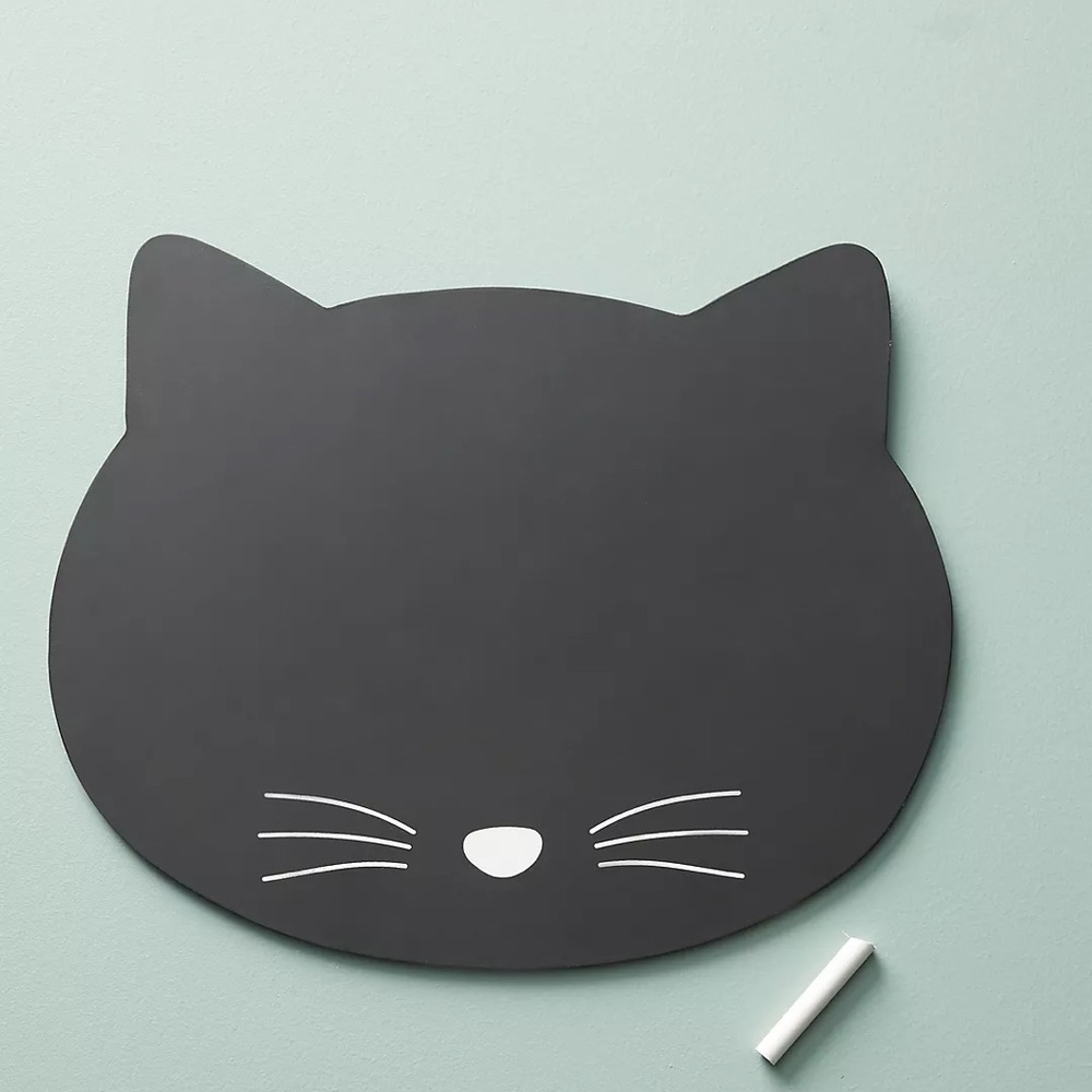 Anthropologie Post Script Chalkboard Cat Shaped Blackboard with Chalk NWT